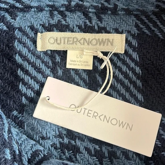 Outerknown Cloud Weave Size L Heavy Shirt Blue Plaid 100% Organic NWT - Picture 5 of 9